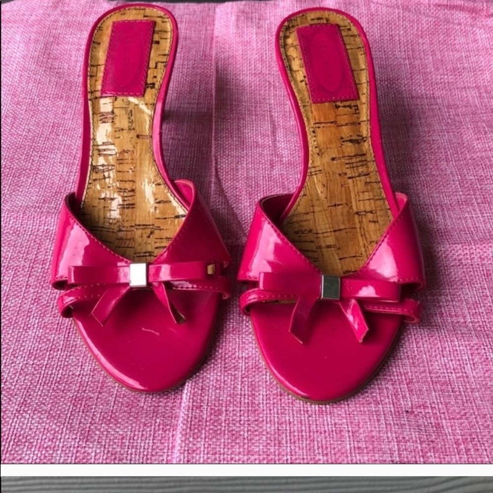 Nickels slip on cork size 6 hot pink low heel H2